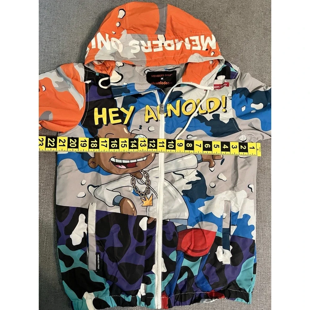 Members Only Collab Nickelodeon Hey Arnold Windbreaker Full Zip Jacket Hooded SM